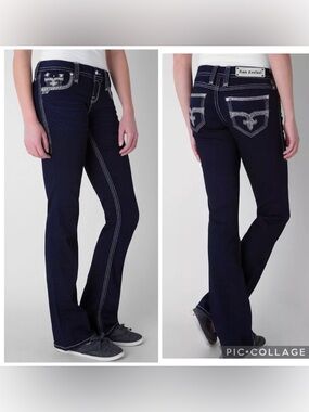 ROCK REVIVAL Jeans Sz 27 Amanda Easy Boot Cut Style EP9062E5R Dark Wash Stretch